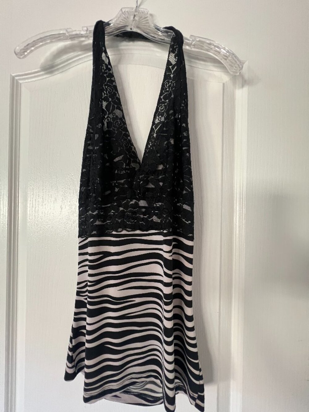 Halter top, Black and White Zebra Print in Very Good Condition - Small